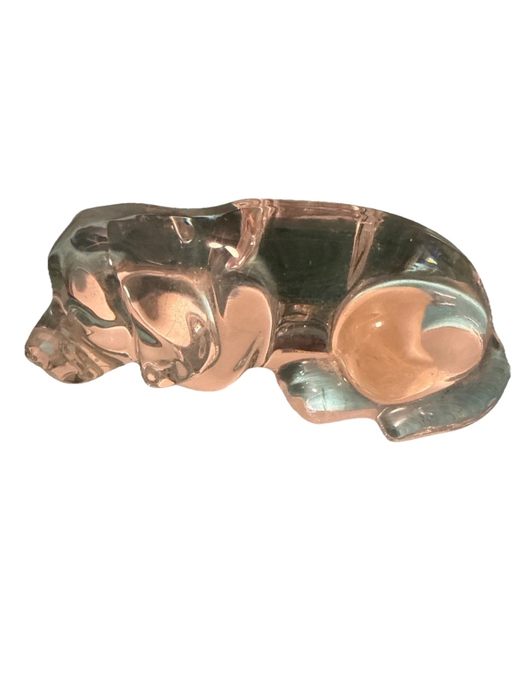 Princess House lead Crystal Sleeping Dog Figurine with Gold Label